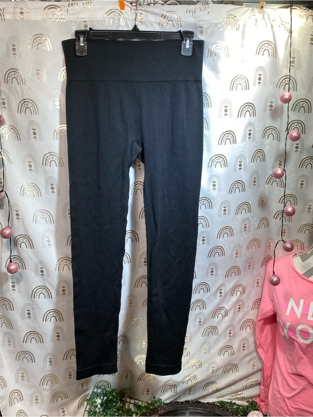Colsie Black Ribbed High-Waist Kids Leggings